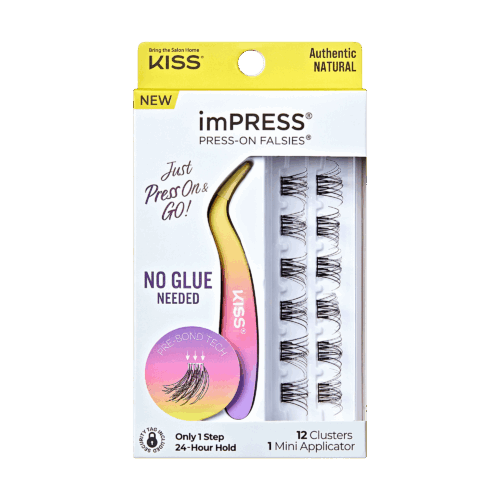 imPRESS Falsies Self Adhesive Eyelashes, 12 Lash Clusters + Applicator - Authentic