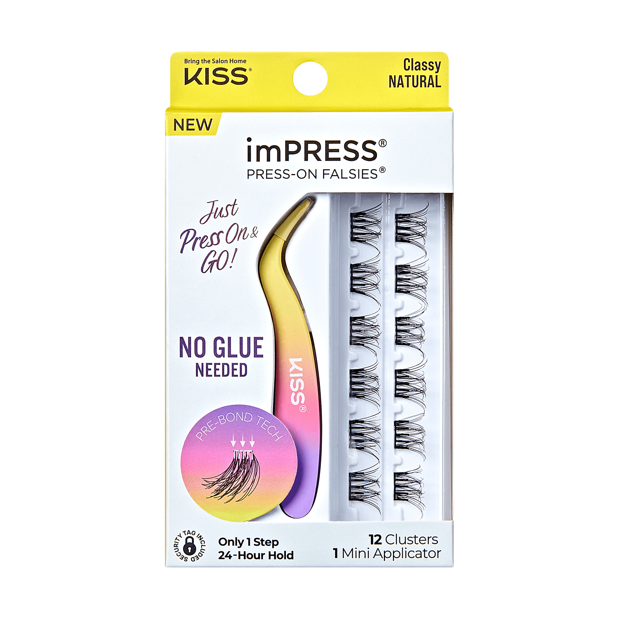 imPRESS Falsies Self Adhesive Eyelashes, 12 Lash Clusters + Applicator - Classy