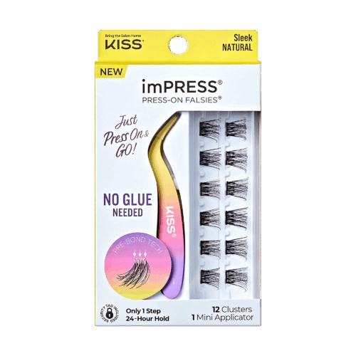 imPRESS Falsies Self Adhesive Eyelashes, 12 Lash Clusters + Applicator – Sleek