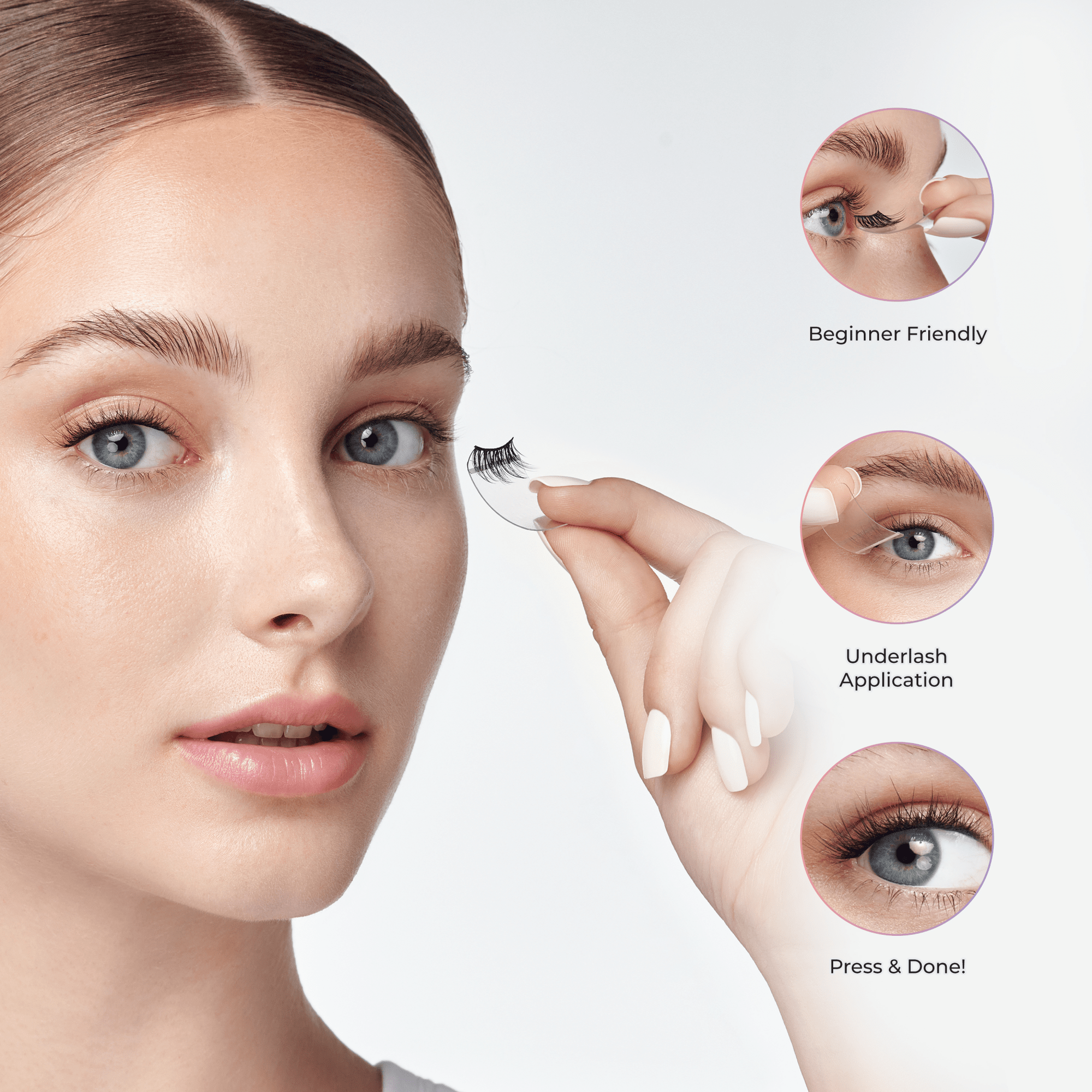 imPRESS Falsies easy tab Self Adhesive Eyelashes– Black Wispy - Image 9